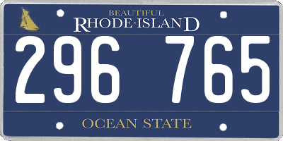 RI license plate 296765