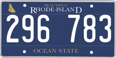 RI license plate 296783