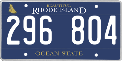 RI license plate 296804