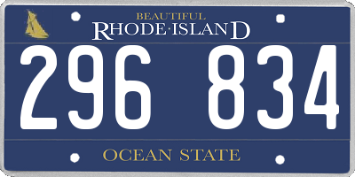 RI license plate 296834