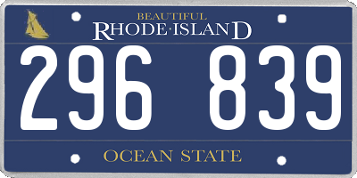 RI license plate 296839