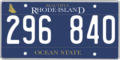 RI license plate 296840