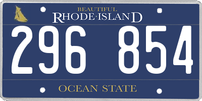 RI license plate 296854