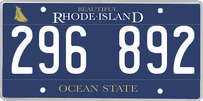 RI license plate 296892