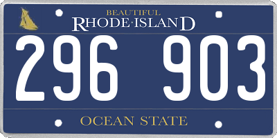 RI license plate 296903