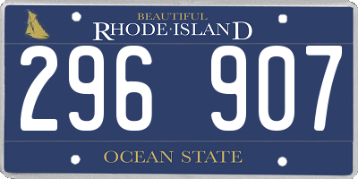 RI license plate 296907