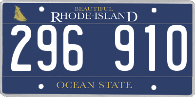 RI license plate 296910