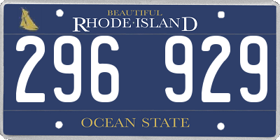 RI license plate 296929