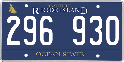 RI license plate 296930