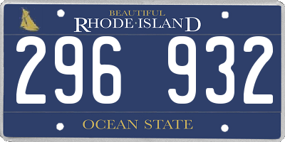 RI license plate 296932