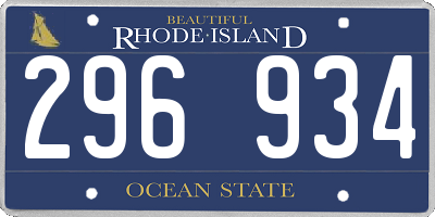 RI license plate 296934