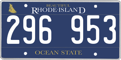RI license plate 296953