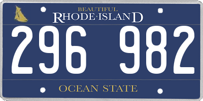 RI license plate 296982