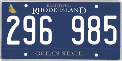 RI license plate 296985