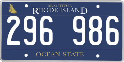RI license plate 296986