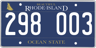 RI license plate 298003