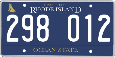 RI license plate 298012