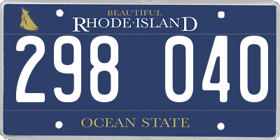RI license plate 298040