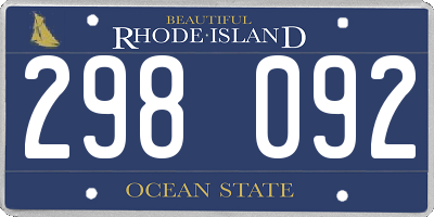 RI license plate 298092