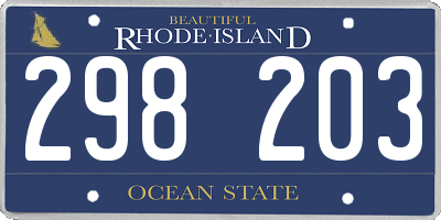 RI license plate 298203