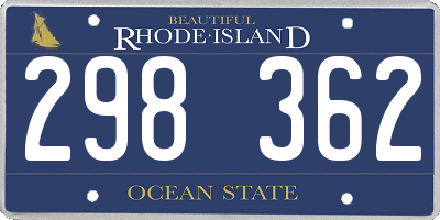 RI license plate 298362