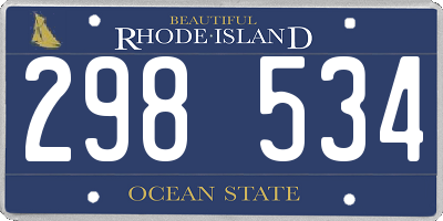 RI license plate 298534