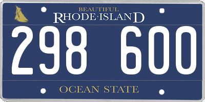 RI license plate 298600
