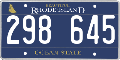 RI license plate 298645