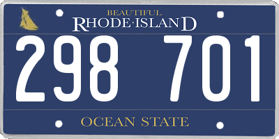 RI license plate 298701