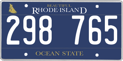 RI license plate 298765