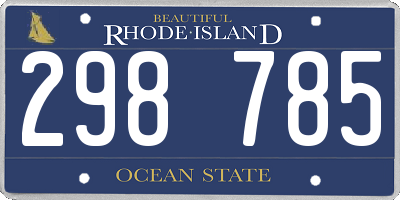 RI license plate 298785