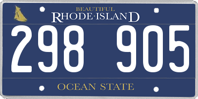 RI license plate 298905