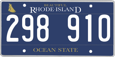 RI license plate 298910