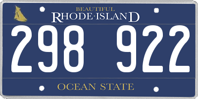 RI license plate 298922