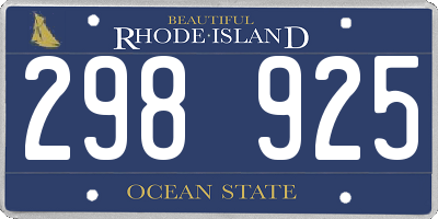RI license plate 298925