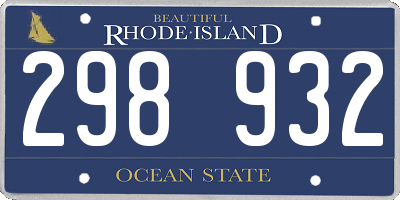 RI license plate 298932