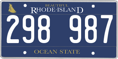 RI license plate 298987