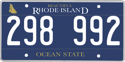 RI license plate 298992