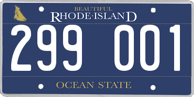 RI license plate 299001