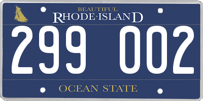 RI license plate 299002