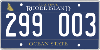 RI license plate 299003