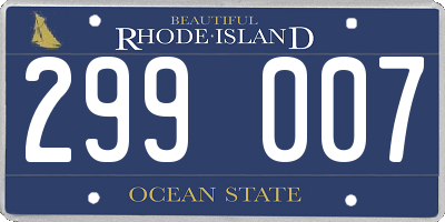 RI license plate 299007