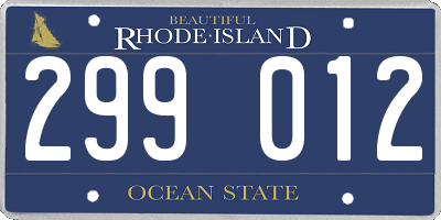 RI license plate 299012