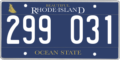 RI license plate 299031