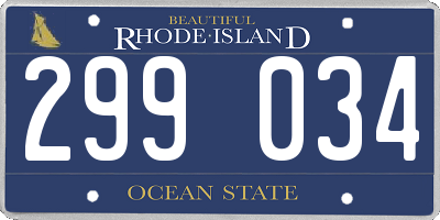 RI license plate 299034