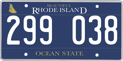 RI license plate 299038