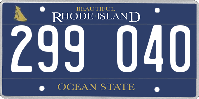 RI license plate 299040
