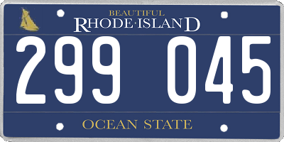 RI license plate 299045