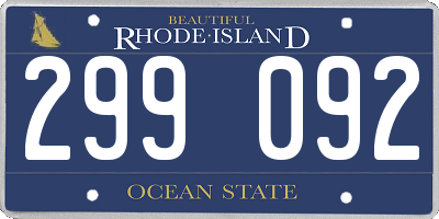 RI license plate 299092