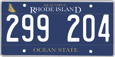RI license plate 299204